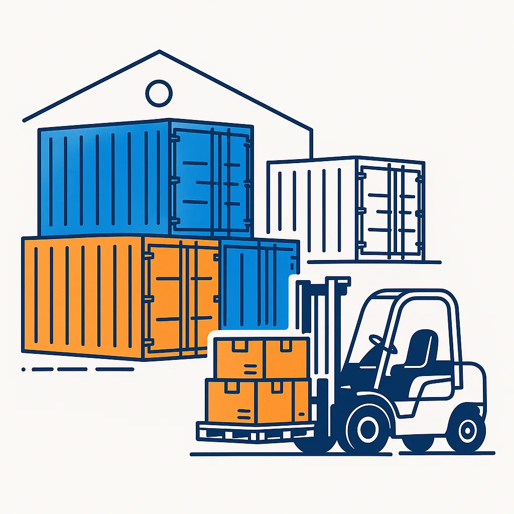 Warenlager und Containerverladung
